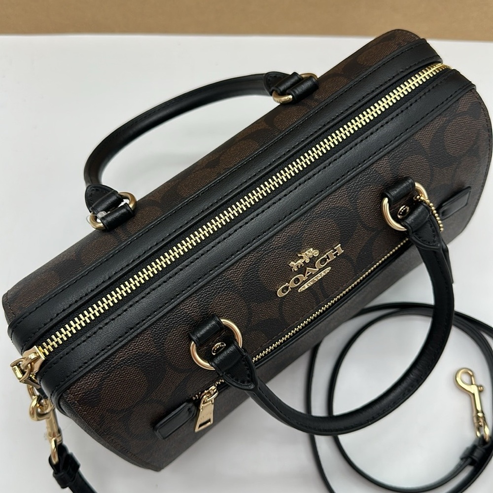 Coach Charcoal Satchel with Gold Accents - Picture 9 of 15
